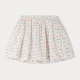 Girls White Floral Cotton Skirt