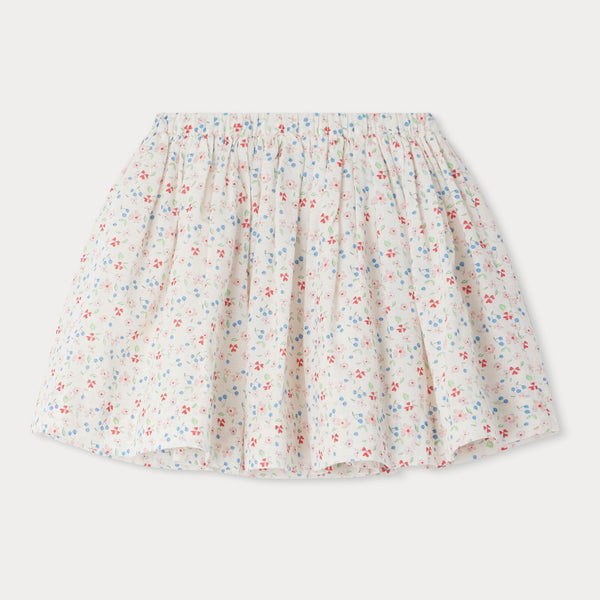 Girls White Floral Cotton Skirt