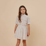 Girls White Floral Cotton Skirt