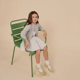 Girls White Floral Cotton Skirt